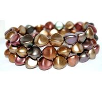 Outlet 10 Grams Pressed Beads, 15 x 15 mm, Yellow Gold Metallic Iris (01620), Glass, Czech Republic