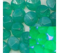 Outlet 10 Grams Rivoili Beads, 14 x 14 mm, Turquoise Opal, Glass, Czech Republic - URАNIUM Glass