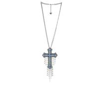 Outlet Butler & Wilson Pearl Cross & Tassel Necklace GOLD,BLUE