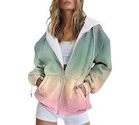 outlet clearance uk clothes Fashion Autumn And Winter Color Gradient Printing Casual Pockets Long Sleeve Drawstring Hooded women tops sale clearance womens gifts sale clearance