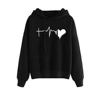 outlet clearance uk overstock plus size hoodie Long Sleeved Women’s Sweater Hooded Casual Printed Women's Hoodies Sweatshirts your orders items under 10 pounds Black