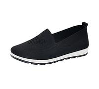 Outlet Clearance UK Womens Slip On Trainers Casual Non-Slip Low Top Solid Color Sneakers Soft Sole Running Shoes Breathable Mesh Orthopedic Shoes Lightweight Wide Fit Wedge Black