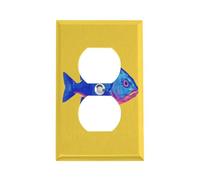 Outlet Cover A Single Blue Neon Pink Fish 1 Gang Wall Plate Duplex Light Switch Cover Plate Single Dual Plug Cover Electrical Switchplate