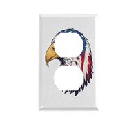 Outlet Cover Eagle Head with A American Flag Pattern 1 Gang Wall Plate Duplex Light Switch Cover Plate Single Dual Plug Cover Electrical Switchplate