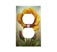 Outlet Cover Golden Yellow Rose in Full Bloom 1 Gang Wall Plate Duplex Light Switch Cover Plate Single Dual Plug Cover Electrical Switchplate