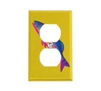 Outlet Cover Kitchen Art A Single Fish Blue Neon Pink 1 Gang Wall Plate Duplex Light Switch Cover Plate Single Dual Plug Cover Electrical Switchplate