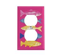 Outlet Cover Kitchen Art Five Fish on Hot Pink 1 Gang Wall Plate Duplex Light Switch Cover Plate Single Dual Plug Cover Electrical Switchplate
