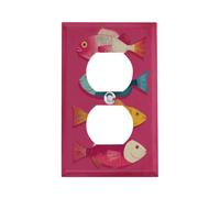 Outlet Cover Kitchen Art Four Fish Arranged on Hot Pink 1 Gang Wall Plate Duplex Light Switch Cover Plate Single Dual Plug Cover Electrical Switchplate