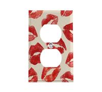 Outlet Cover Red Lipstick Kiss Marks on Cream 1 Gang Wall Plate Duplex Light Switch Cover Plate Single Dual Plug Cover Electrical Switchplate
