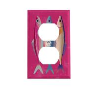 Outlet Cover Three Fish on Bold Hot Pink 1 Gang Wall Plate Duplex Light Switch Cover Plate Single Dual Plug Cover Electrical Switchplate