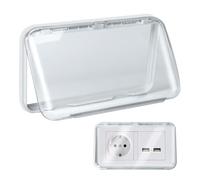 Outlet Cover, Type 86 Waterproof Box Sockets Wall Transparent, Double Switch Covers, Self-Adhesive Plug Cover for Bathroom, Kitchen, Bedroom and Outdoor, 2 Pieces, Transparent