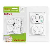 Outlet Covers (28 Pack) 3-Pin Self Closing Child Proof Socket Covers Upgraded Adhesive Installation Comes with Extra Baby Power Outlet Protector Stickers