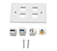 Outlet Covers, 4-port Information Panel Outlet Cover with USB3.0 Data Charging White Outlet Cover Plate for Electrical Outlet, Decor and Home Improvement Essentials