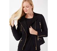 Outlet Dannii Minogue Faux Suede Biker Jacket Petite BURGUNDY SIZE 14
