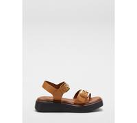 Outlet Dune London Loells Leather Casual Flatform Sandals BLACK SIZE 4
