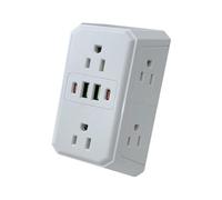 Outlet Extender - 6-Outlet Wall Splitter, Multiple Plug Adapter With USB Ports | Space Saving Power Hub For Home Travel Dorm Room School Hotel Business Trip Smartphone Tablet Charging