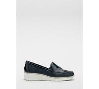 Outlet Rieker Leather Wedge Loafer NAVY SIZE 8