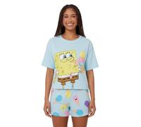 Outlet - SpongeBob Pyjamas for Women, Summer Ladies Pyjamas Shorts Pjs for Womens Set Official Licenced Gift Cotton Pjs Blue