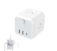 Outlet Wall Adapter, Outlet Extender - 3 Pin Plug Output with USB Charging Ports - Multifunctional Socket Splitter, Portable Socket Plug Extension for Home, Office and School