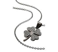 OUTLETISSIMO® Women's Necklace with Trefoil Pendant, Lucky Charm and Shiny Crystals, Adjustable Necklace, Elegant Jewellery, Gift Idea ET317