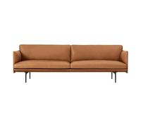 Outline Leather 3 Seat Sofa Cognac one size