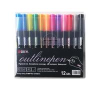 Outline Pens, 12Pcs Metallic Outlines Marker for Gifts Card Writing, Double Line Outline for Gift Card Writing Double Line Outlines Marker