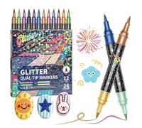 Outline Pens Black, Glitter Pens Outline Markers Set, Farben Glitter Effect Brush Markers, Colors Glitter Effect Brush Markers, For Crafts,DIY Projects,Christmas Cards(12PCS)
