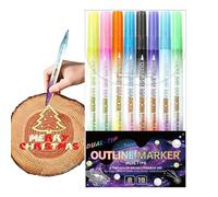 Outline Pens Double Head | Glitter Pens - Doodle Tools for Labeling Art Projects Crafting School Activities Greeting Birthday Cards Coloring