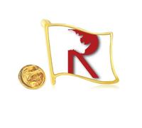 Outline Strength Pointed Rhino Golden Metal Flag Lapel Pin Badge