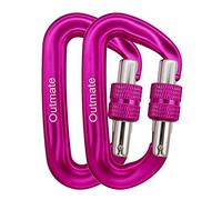 Outmate Carabiner Clip,12kN Aluminium Alloy Screwgate Carabiners,Heavy Duty Clips 2645lbs/1200kg,Perfect Gear for Hammocks Camping Hiking Keyring and Utility(Screw gate,2 Pink)