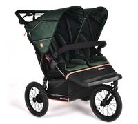 Out'n'About Nipper Double Pushchair V6+ Model & Rain Cover | Certified Running Buggy, Lightweight All-Terrain One-Hand Fold Twin Double Pram with Suspension, 14” Air-Filled Wheels (Sycamore Green)