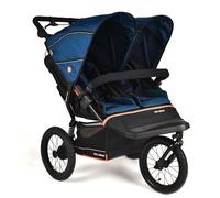 Out'n'About Nipper Double Pushchair V6+ Model & Rain Cover | Certified Running Buggy, Lightweight All-Terrain One-Hand Fold Twin Double Pram with Suspension, 14” Air-Filled Wheels (Highland Blue)