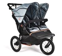 Out'n'About Nipper Double V6 Plus Pushchair with Raincover, Certified Running Buggy, Lightweight One-Hand Fold All-Terrain Twin Stroller Pram with Suspension, 14” Air-Filled Wheels (Rocksalt Grey)
