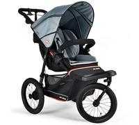 Out'n'About Nipper V6 Plus Certified Running Pushchair with Raincover, Lightweight All-Terrain 3 Wheel Jogging Buggy, 14” Air Tyres, One Hand Compact Fold Stroller, Newborn to 4yrs (Rocksalt Grey)