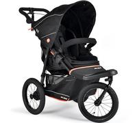 Out'n'About Nipper V6 Plus Certified Running Pushchair with Raincover, Lightweight All-Terrain 3 Wheel Jogging Buggy, 14” Air Tyres, One Hand Compact Fold Stroller, Newborn to 4yrs (Summit Black)