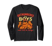 Outnumbered By Boys Funny Mom Capybara Graphic Long Sleeve T-Shirt