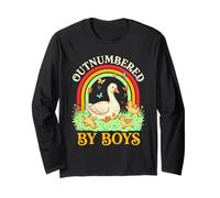 Outnumbered By Boys Retro Rainbow Mama Goose Long Sleeve T-Shirt