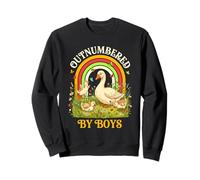 Outnumbered By Boys Retro Rainbow Mama Goose Sweatshirt