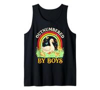 Outnumbered By Boys Retro Rainbow Mama Goose Tank Top