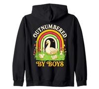 Outnumbered By Boys Retro Rainbow Mama Goose Zip Hoodie