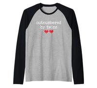 Outnumbered By Twins Boys Girls Dad Soon to Be Mom Pregnancy Raglan Baseball Tee