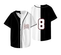 Outofgas Kpop SKZ Domin ATE World Tour 8 Baseball Jersey Bangchan LeeKnow Hyunjin Felix Unisex Fashion Short Sleeve, Black-white, M