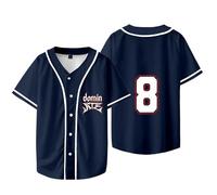 Outofgas Kpop Stray Kids Domin ATE World Tour 8 Baseball Jersey Bangchan LeeKnow Hyunjin Felix Unisex Fashion Short Sleeve, Blue, M