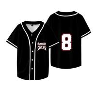 OutofGas Kpop Stray Kids Domin ATE World Tour 8 Baseball Jersey Bangchan LeeKnow Hyunjin Felix Unisex Fashion Short Sleeve, Black, M