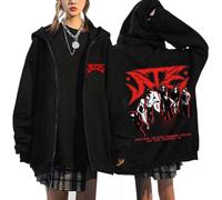 Outofgas SKZ New Album ATE Hoodie Jacket Felix Hyunjin Bangchan LeeKnow Minho World Tour Zippered Sweatershirt Jacket, Black 10, XL