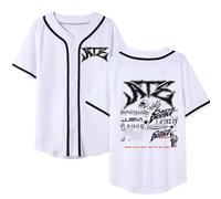OutofGas Stray Kids Shirt New Album ATE Baseball Jersey Felix Hyunjin Bangchan LeeKnow Minho Jisung Support Tee for Women, White, S