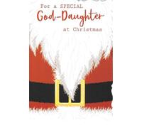 outofthebluestudios Christmas Card for God-Daughter, Santa Suit Belt Design, Festive Greeting Card with Envelope