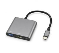 OUTOHOME 3-in-1 Type C Hub, 5V 0.5A Portable Adapter Multi-Port Accessories with 4K HDMI Output, USB 3.0 Port, Plug and Play Converter for Switch, Tablets, Monitor, Card Reader