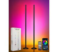 OUTON 2 Pack LED Floor Lamp, 24W RGBCW Corner Lamp with 256 Scenes & 16 Million Colours, Remote & APP Control, Music Sync, Dimmable Colour Changing Standing Lamp for Living Room Bedroom Gaming Room
