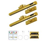 OUTON 2Pack Rechargeable Picture Light with Remote & Touch, Magnetic Battery Operated Art Light, 3-Color Dimmable, 4000mAh, Timer, Power Indicator, Wireless for Wall Paintings, Mirrors, Gallery - Gold